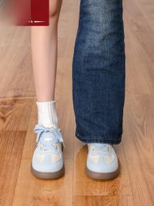 Warrior | Womens Breathable Canvas Dequn Shoes Autumn 2025 Net Panel Student Versatile Blue Canvas Shoes Casual Style Round Toe Thick Heel