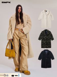 SMFK | Statue Design Oversized Long Wool Coat Camouflage Retro Winter