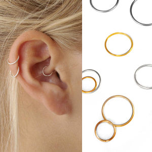 Single Titanium Steel Ear Ring Upper Ear Cartilage Hoop Earring Womens Fashion Jewelry Ear Bone Nail Snail Shell Shape