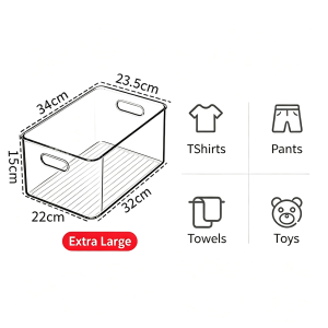 High Clear Acrylic Storage Box Clear Acrylic Storage Organizer Box with Dual Handles Large Capacity Space Saving Transparent Cabinet Bin