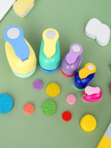 Childrens Handmade Embossing Tool Large round Hole Punch Full Set Floral Design Educational Toy for Kindergarten Boys Girls