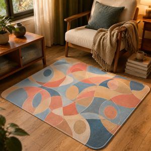 VIKAMA Pink Abstract Geometric Carpet Living Room Anti slip Soft Floor Mat Bedroom Anti slip Floor Mat Home Decoration