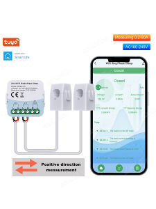 Tuya WIFI Smart Energy Meter Bidirection 2 Channel with Current Transformer Clamp App Monitor Power 80A 110V/240V