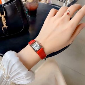 Đồng Hồ Nữ Chính Hãng Julius Cao Cấp Dây Da Chống Nước Kính Khoáng Mặt Chữ Nhật 21x29mm JA-1333B (Đỏ)