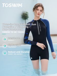 toswim | Womens Long Sleeve One-Piece Swimsuit for Surfing and Sun Protection