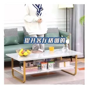AI Home โต๊ะกาแฟ 120CM โต๊ะกลางโซฟา โต๊ะรับแขก 2ชั้น สไตล์โมเดิร์น โต๊ะหน้าโซฟา