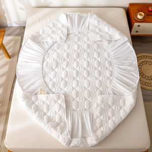 1Pc Solid Color Adjustable Fitted Sheet Quilted Skin-friendly Fabric Mattress Protector With Elastic Band 90/120/150/180cm Bed