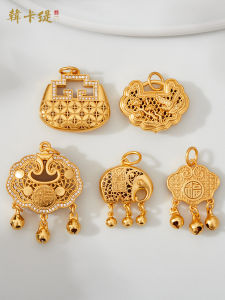 สร้อยคอจี้ลูกปัดรูปช้างและกระต่ายทองโบราณสำหรับผู้หญิง สร้อยคอจี้กระเป๋าถือแบบโซ่เสื้อกันหนาว สายรัดสร้อยคอแบบใหม่ โซ่รัดสร้อยคอแบบใหม่