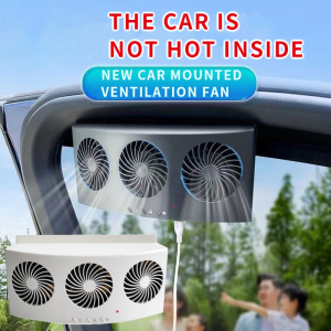 【Ready Stock】3 Fans Car Ventilating Fan Car Inner Cooling Ventilation Air Circulation Cooling Window Exhaust Fan Car-Carrying Electric Fan