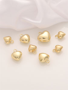 จี้ห้อยคอน่ารักสร้อยคอรูปหัวใจทองเหลืองชุบทอง14K 1-2ชิ้น/ถุงสำหรับทำเครื่องประดับแฟชั่น