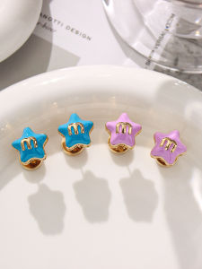 Sweet Letter Stud Earrings Womens Luxury Design Star Shape Fashion Jewelry Mixed Materials Gold Plated Artificial Gemstone