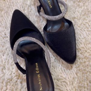 Nicholas Edison Sandal Heel Alanis Black Sandal Pumps Slip on Mewah Terbaru