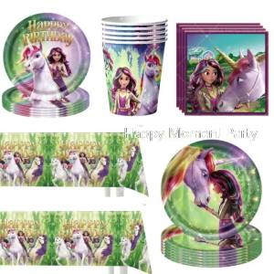 Kayou | Unicorn Girl Birthday Party Decoration Tableware Set Tablecloth Paper Glasses Plate Cup Napkin Unicorn Girl Party Favor Supplies