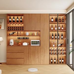 Solid Oak Sideboard Glass Door Storage Cabinet