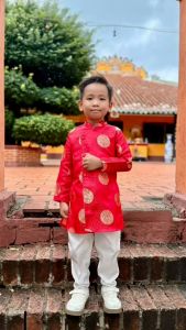 Áo Dài Trẻ Em # Áo Dài Lụa Gấm Đồng Tiền Cho Bé # Quần Áo Bé Trai