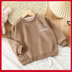 Childrens Long Sleeve round Neck Sweatshirt Baby Girls Comfortable Pull over Top Korean Style Cartoon Print Casual Wear