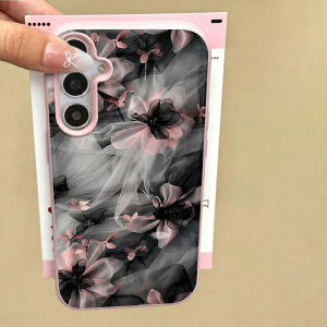 Ink-Wash Graffiti Flowers Case For Samsung A06 4G A57 5G A56 A55 A54 A53 A37 A07 A17 A36 A35 A34 A16 A15 Lychee Phone Case Cover