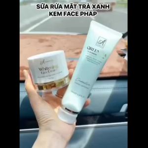Combo kem face pháp và sữa rửa mặt trà xanh X2 Acosmetics EN037 giúp làm sạch dưỡng trắng da