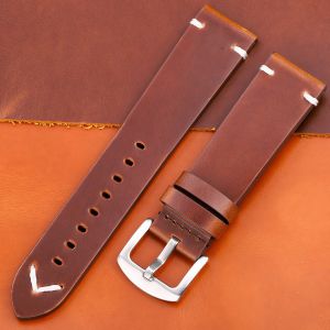 Quick Release Oil Wax Leather Watchband 20mm 22mm 18mm 24mm Vintage Genuine Strap for Samsung Galaxy Watch 5 4 Huawei GT3 Amazfi