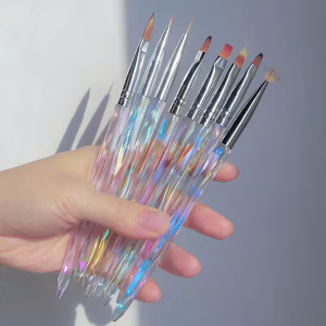 LULAA 8 Piece Nail Art Brush Set Gradient Nail Art Brushes Professional Nail Art Tool Set Suitable for Home DIY or Salon Use