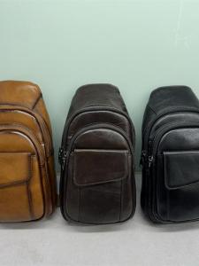 Genuine Leather Mens Chest Bag Vintage High-End Top Layer Oil Wax Cowhide Fashion Simple Versatile Vertical Chest Bag