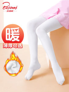 Childrens Dance Socks Autumn Winter Baby White Pantyhose Girls Footed Tights Fleece Lined Practice Base Layer Pants Socks
