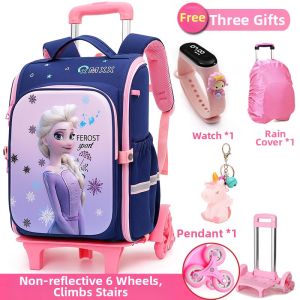 KABUYOUSI | Lightweight Waterproof Detachable Six-wheel Climb Stair Roller Backpack for Girl Students