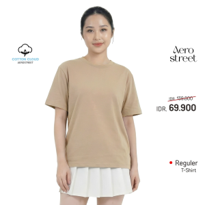 Aerostreet T Shirt Cotton Cloud Clarie Mocca Woman Basic Tshirt Kaos 1B100