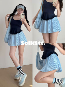 Fitness Tennis Womens Skirt Half-length Pleated Short Skirt Running Yoga Gym Shorts with Underwear Breathable Moisture-wicking