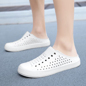 รองเท้าแตะพลาสติกแบบสวมสำหรับทั้งชายและหญิงในช่วงฤดูร้อน รองเท้าแตะชายหาดกันลื่น ระบายอากาศได้ดี รองเท้าแตะแบบสวมสบายสำหรับวันหยุดที่ชายหาด