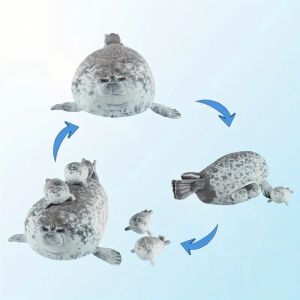 5pcs Kawaii Seal Family Plush Toys Soft Stuffed Animals Seal Pillow Stuffed Toy CuddlyGifts For Friends Birthday Gift For Family