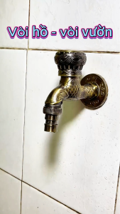 Vòi Nước Tay Vặn Tròn Bằng Đồng Cổ Điển Có Chạm Khắc cá chép