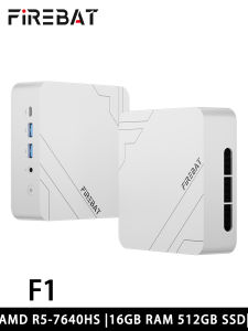 Firebat F1 Mini PC AMD R5-7640HS 6C/12T 16GB DDR5 512GB SSD Gaming Mini Desktop Computer Window 11 Pro WiFi 6/BT5.2 Type-C