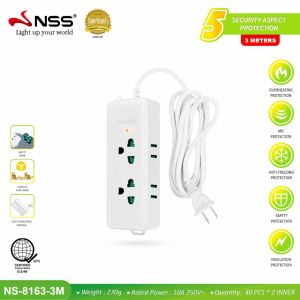 Nss 3 Meters Expansion Cord Multi-Function Socket with switch USB socket Security Aspect Protection