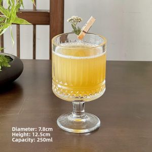 TINGSIMENG | Vintage Engraved Glass Goblet Cocktail Glass