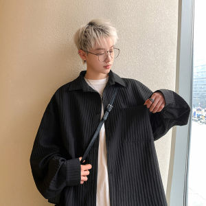 Maillard Vintage Vertical Striped Shirt Mens Long Sleeves Autumn Fashion Brand Fancy Handsome Shirt Coat