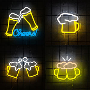 Beer Clinking Neon Sign For Wall DecorLight Up Sign For Man CaveBeer BarStoreRestaurantClubPartyGift For Men Drinkers