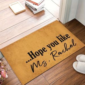 VIKAMA Vintage Letter Doormat Advanced Sense Washable Blanble Entrance Door Mat Crystal Velvet Outdoor Front Door Mat Home Decor