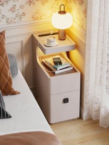 ZUNTONGGE | Bedside Cabinet Small Home Bedroom Storage Fingerprint Lock