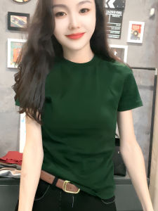 Summer New Style Slim Fit round Neck Cotton T-Shirt Womens Comfortable Breathable Pure Color Casual Basic Short Sleeve Top