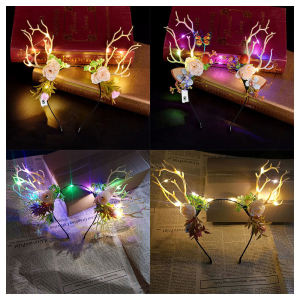 Christmas antler luminous headband hair accessories with light headband Internet celebrity night market childrens stall small commodity stall headdress⚡PH deliveryIn stock⚡