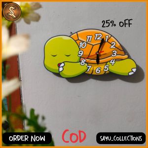 Jam Dinding Aesthetic Karakter Kura-Kura Tidur