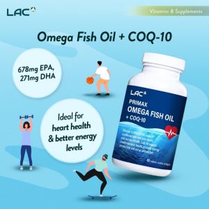 [Exp:08-27] LAC Primax Omega Fish Oil + CoQ-10 60s | 2 in 1 EPA DHA Blood Pressure Cholesterol Enteric Coated 01404570