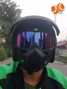 2in1 Kacamata Goggles  + Masker Full Face Helem Google Mask Helm Gun Ski Motor Cross Topeng Kaca Mata Trail