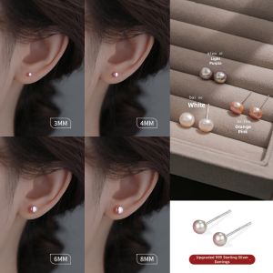 Lnieer | Sterling Silver Natural Freshwater Pearl Ear Studs