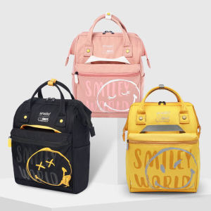 Japanese Letian Anello Backpack Smiley Face Student Schoolbag Female Computer Travel Backpack Boys Waterproof Large Capacity