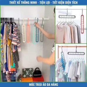 comBo (10 chiếc) Móc Treo Quần Áo Đa Năng 9 Lỗ Tiết Kiệm Diện Tích