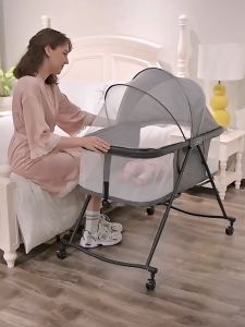 🚚Mom baby best🚚BASSINET เตียงนอนเด็ก ที่นอนเด็ก เตียงเด็ก ที่นอนเด็กแรกเกิด ที่นอนเด็กอ่อน โยกได้ มีล้อ มีมุ้ง