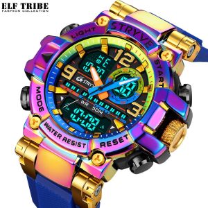 ELF TRIBE Sports Dazzling Colorful Luminous Electronic Watch Multifunctional Student Watches