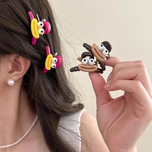 Cute Color Block Hair Clips Side Bangs Half up Princess Style Hair Accessories Triangle Shape Plastic Hairpins for All Genders